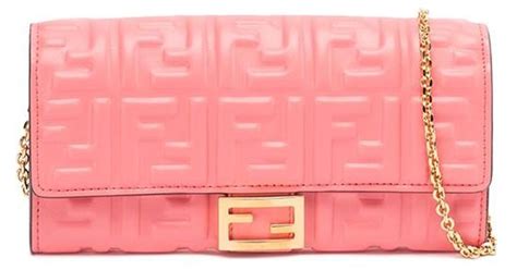 fendi wallet on chain pink|baguette continental wallet with chain.